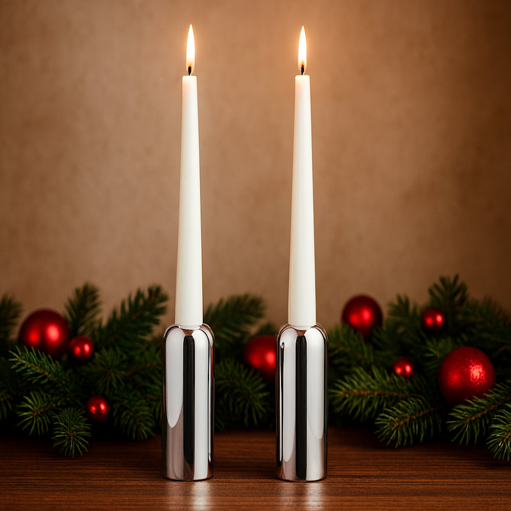 Coppia porta candele Mila Philippi in acciaio inox 12 cm – Le Favole