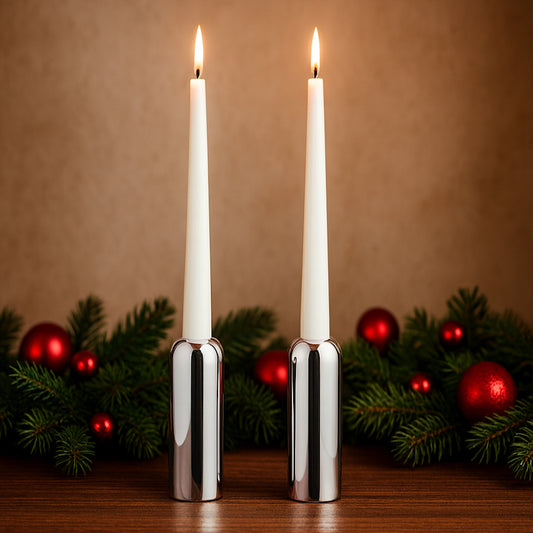 Coppia porta candele Mila Philippi in acciaio inox 12 cm – Le Favole