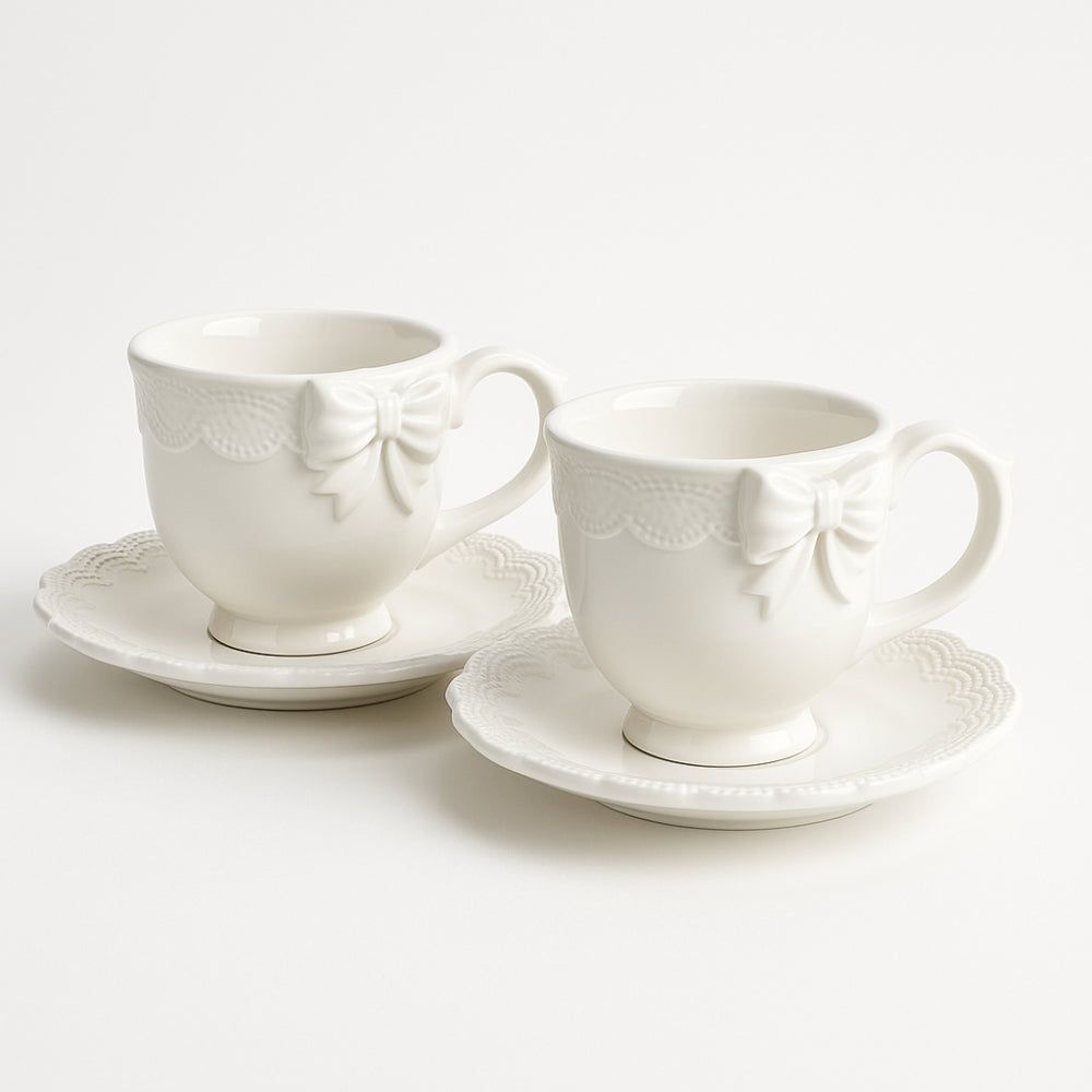 Coppia tazze in ceramica Arte di Nacchi con piattino Ø15 cm eleganti