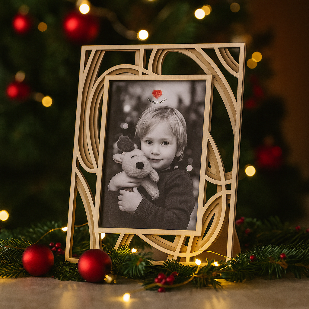 Cornice 3D Cuorematto D6511 in legno bianco 22x16 cm decorativa