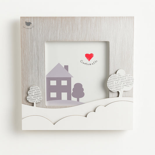 Cornice Cuorematto D5913 in legno con decoro paesaggio 16×16 cm

