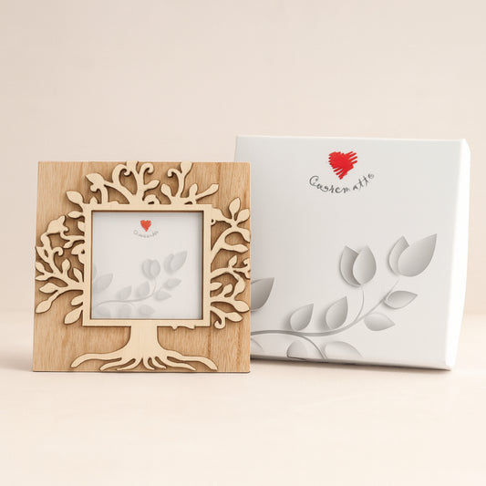 Cornice Cuorematto in legno con Albero della Vita 13x13 cm