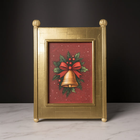 Cornice in legno con decoro oro 24x16,5 cm – Collezione Noël, elegante complemento per foto o regali
