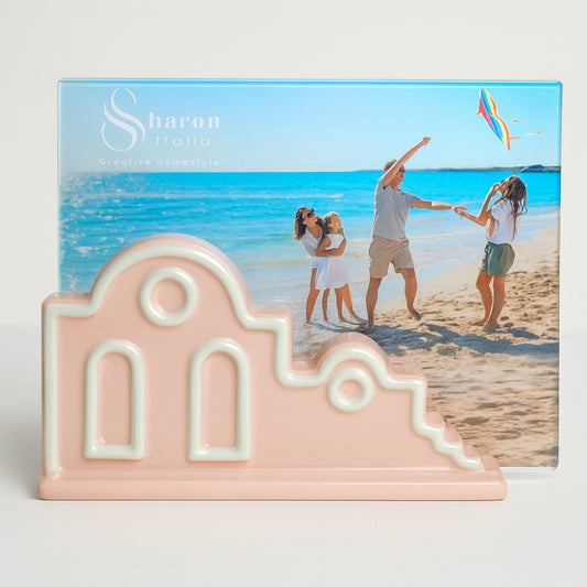 Cornice portafoto Sharon Linea Mediterraneo in porcellana rosa 16x12 cm