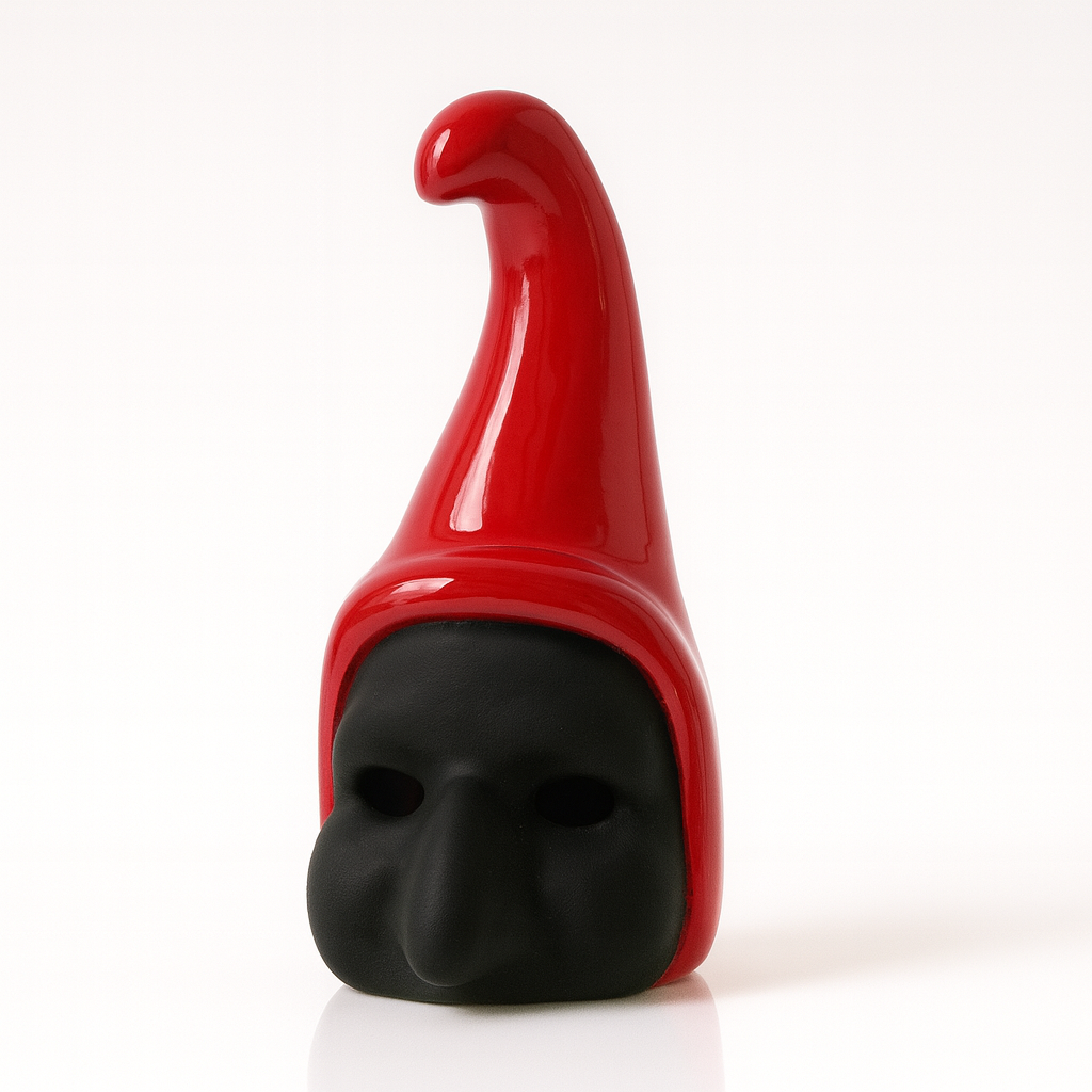 Corno rosso Spago di Terra con Munaciello e base in ceramica 14 cm