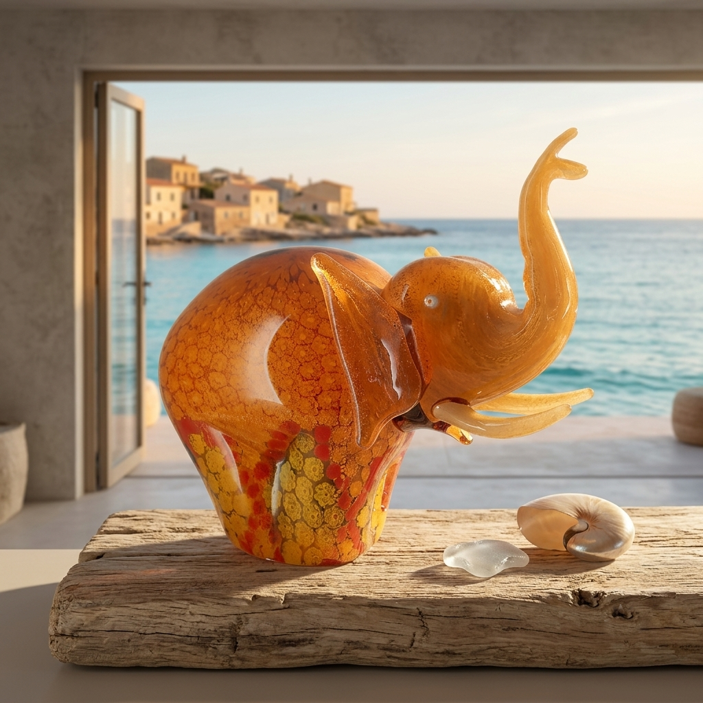 Cose Belle Cose Rare Elefante Vetro Murano Murrine