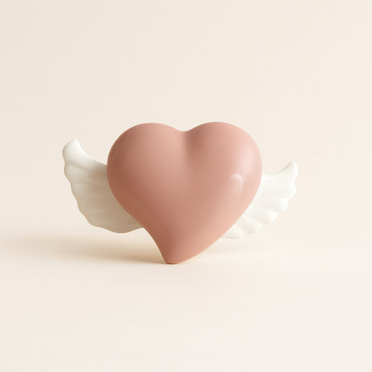 Cuore alato in ceramica Spago di Terra colore cipria