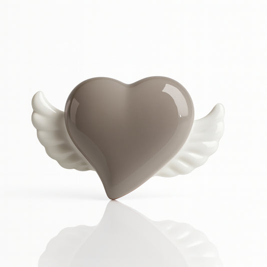 Cuore alato in ceramica Spago di Terra colore grigio