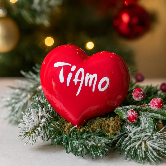 Cuore rosso Capodimonte Sharon "Ti Amo" 9x7,5 cm – Decorazione d'amore Made in Italy