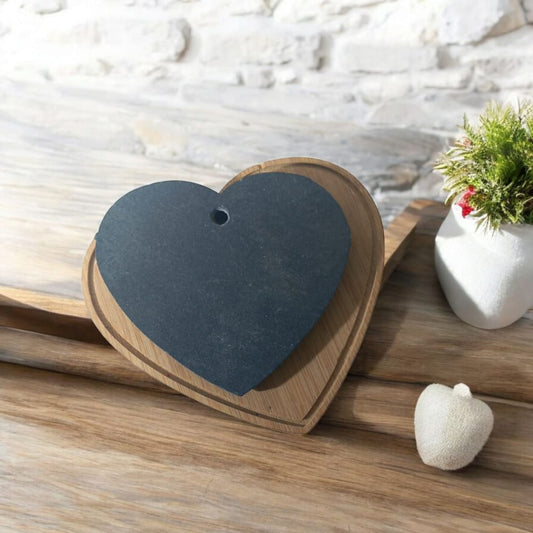 Cuorematto 5826 – Tagliere Ardesia e Legno Cuore (15 cm)
