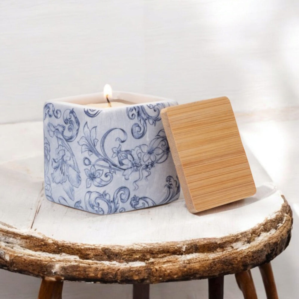 Cuorematto Candela in Ceramica con tappo in legno D9049 7x6cm