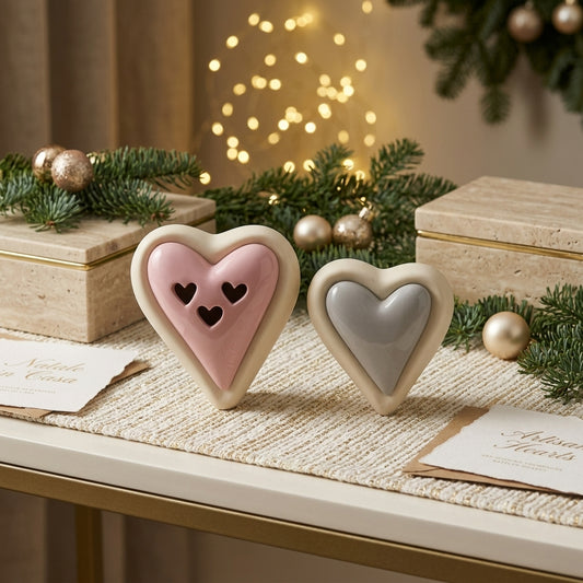 Cuorematto Coppia Scatole Cuore Porcellana Set 2 pz