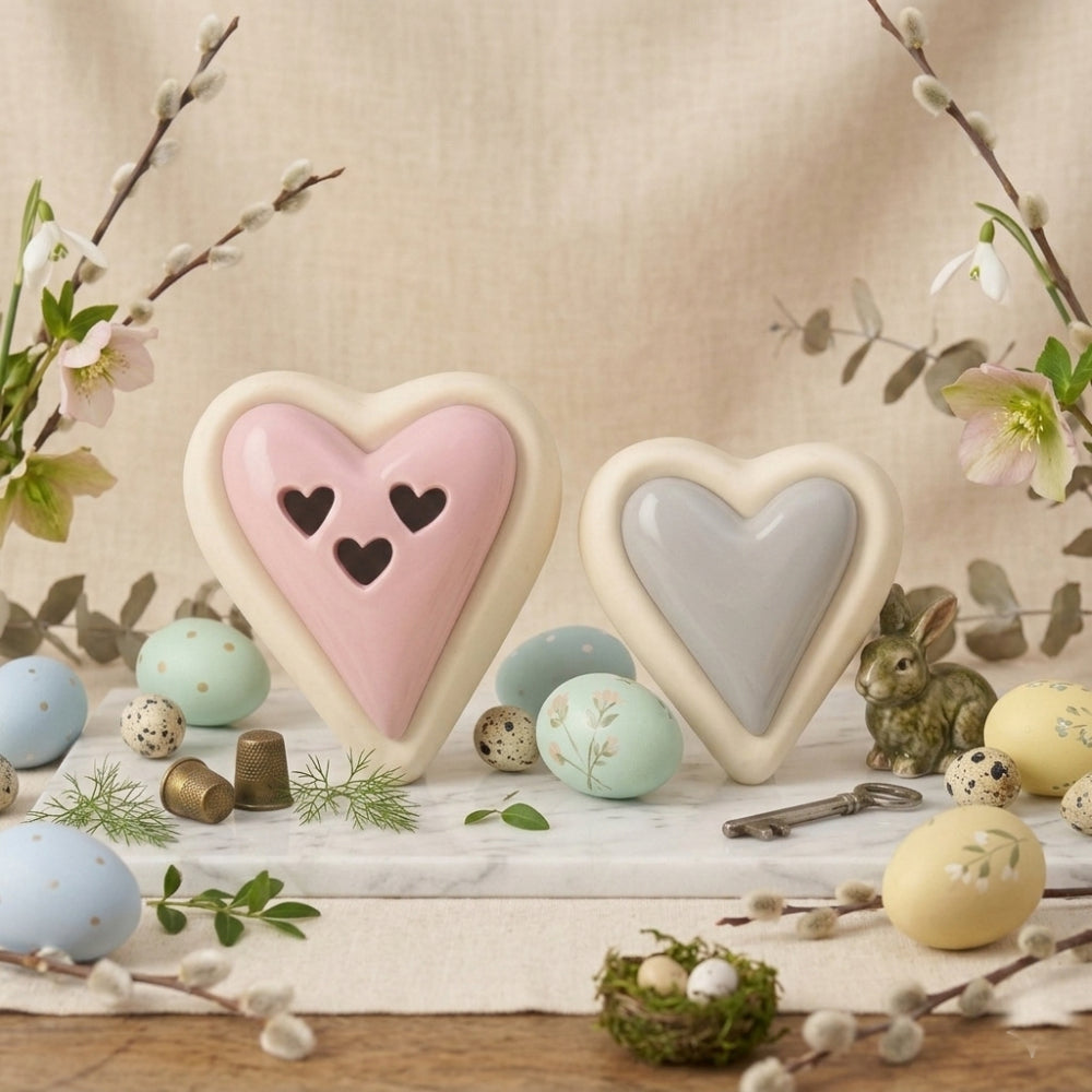 Cuorematto Coppia Scatole Cuore Porcellana Set 2 pz