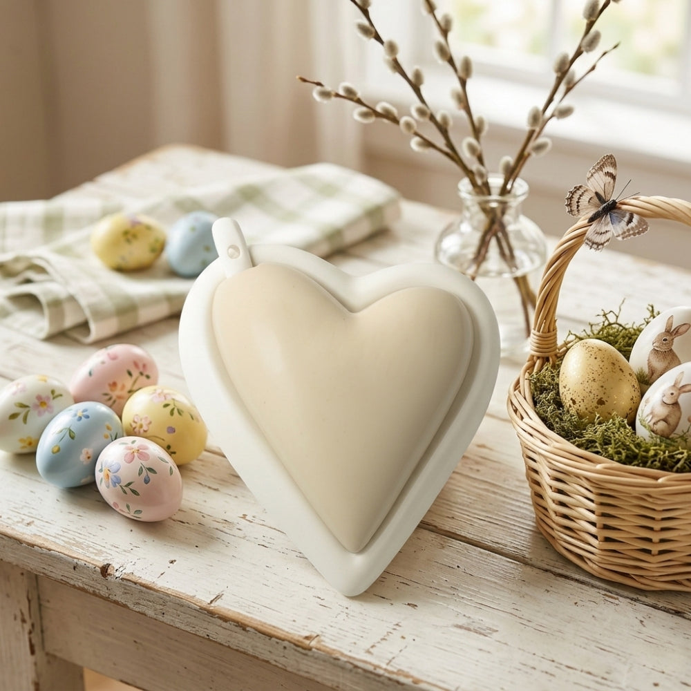 Cuorematto Formaggera Cuore Porcellana Bianca 13x11 cm