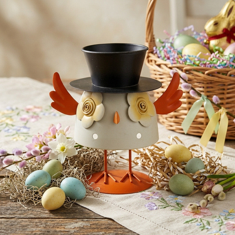 Cuorematto Gufo Decorazione Pasqua arancio 17×16 cm