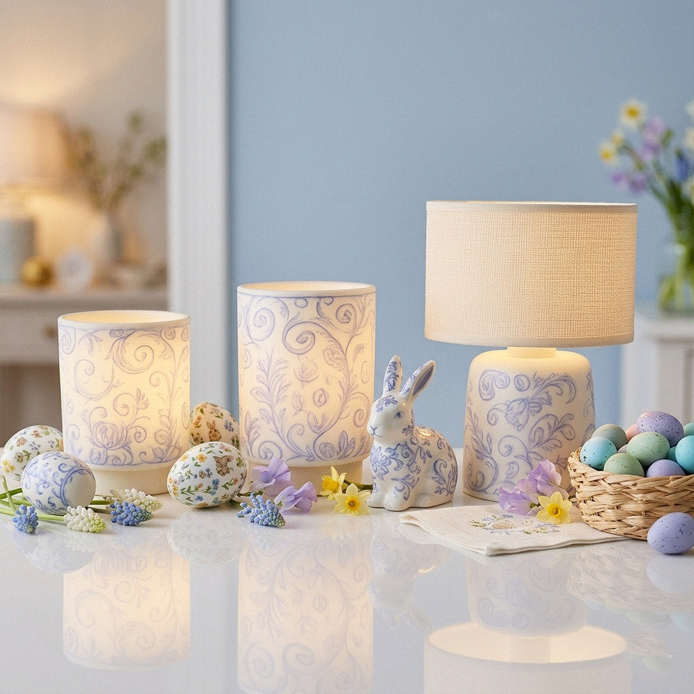 Cuorematto Lampada Vetro Maioliche con Luce Led