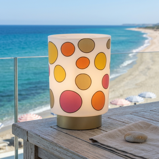 Cuorematto Lampada Vetro Pois 10×14 cm portatile