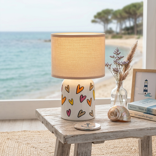 Cuorematto Lampada con Paralume 13×18 cm Decoro Cuori da297