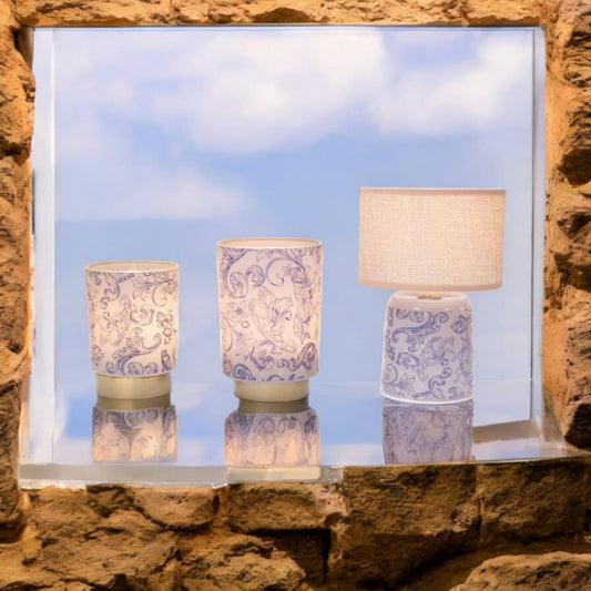 Cuorematto Lampade in vetro con decoro maioliche Bomboniere