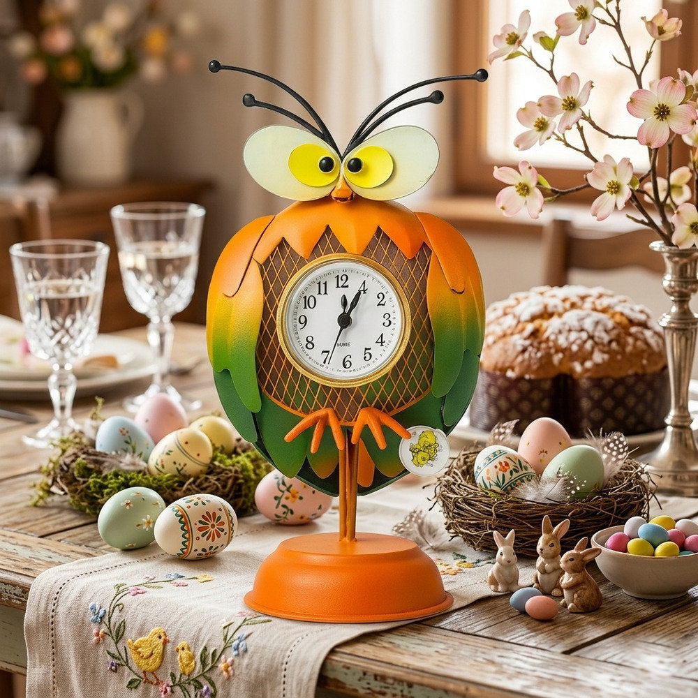 Cuorematto Orologio Gufo  arancio 30×16 cm