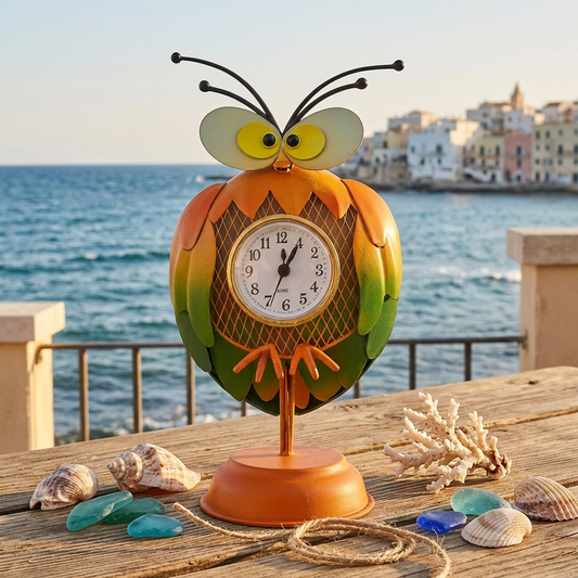 Cuorematto Orologio Gufo  arancio 30×16 cm