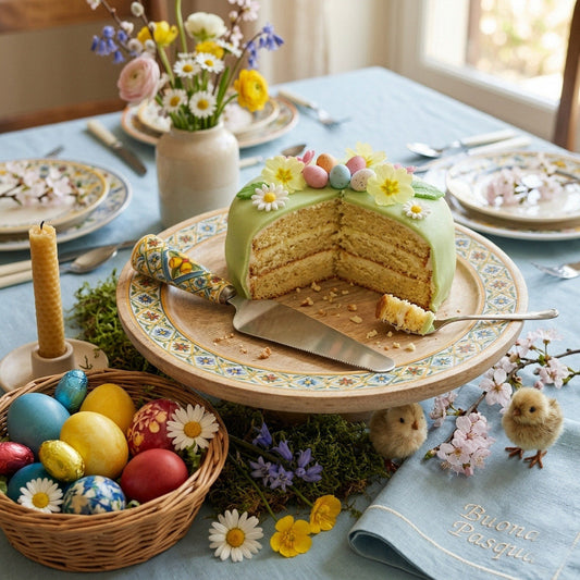 Cuorematto Pala Torta acciaio e porcellana 27 cm Mediterraneo