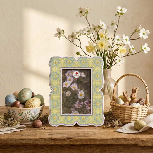 Cuorematto Portafoto Mediterraneo Legno Decorato 33/23 cm