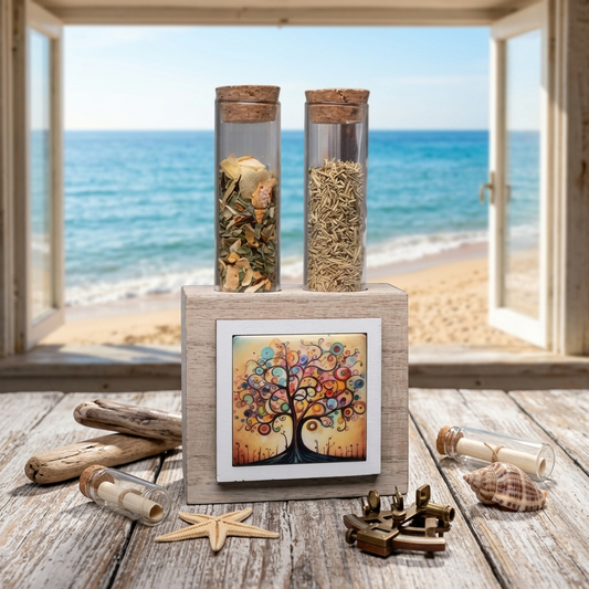 Cuorematto Portaspezie in Legno con Decoro Albero della Vita - D9054