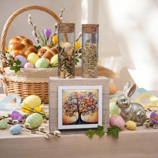 Cuorematto Portaspezie in Legno con Decoro Albero della Vita - D9054