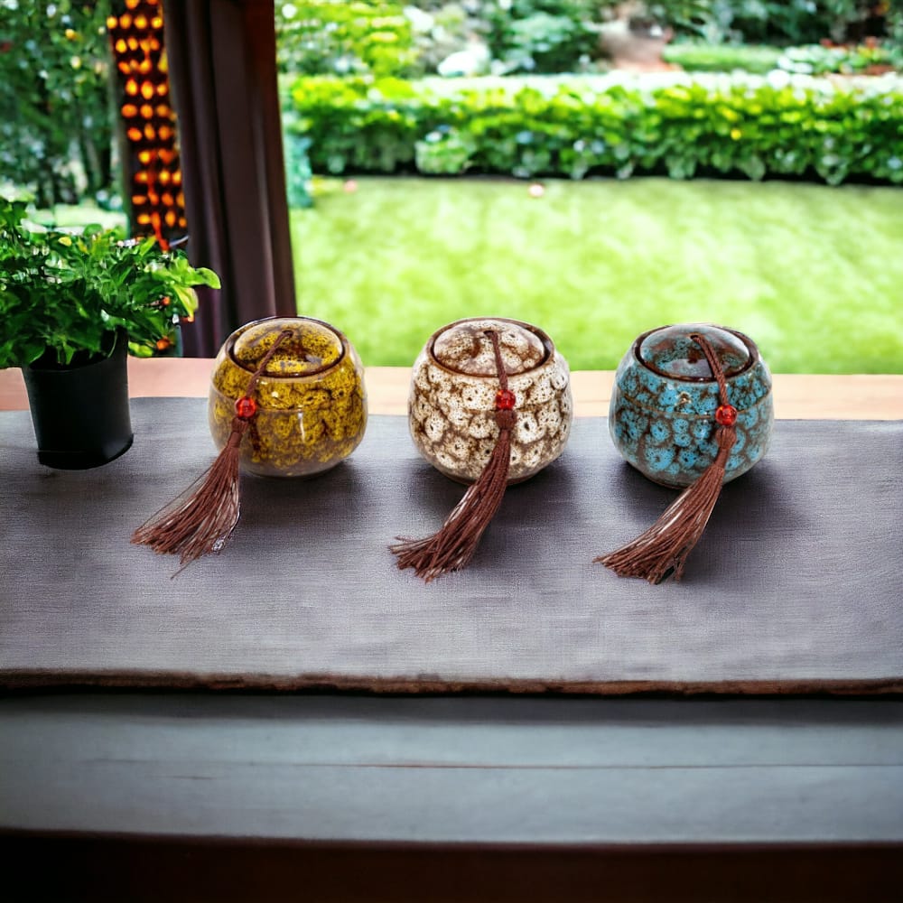 Cuorematto Set 3 Scatole Contenitore In Porcellana Decorati