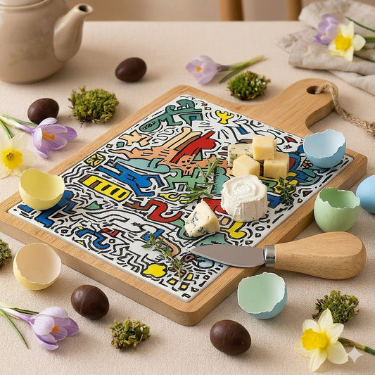 Cuorematto – Tagliere Legno/Porcellana con Coltello 24x33
