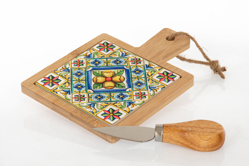 Cuorematto – Tagliere con Motivo Mediterraneo (12 x 17 cm) D6441