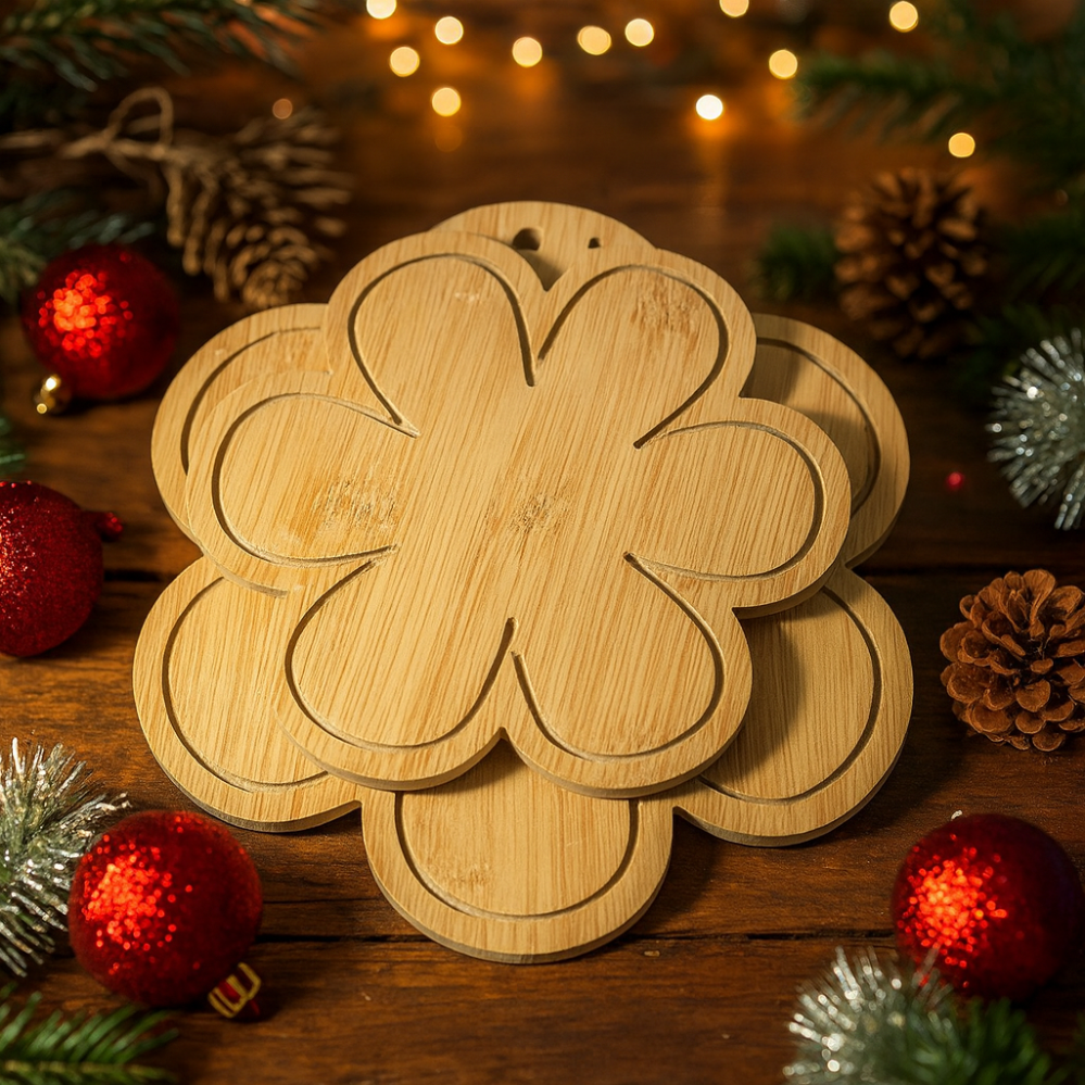 Cuorematto Tagliere in Legno Forma Quadrifoglio 26/20 cm