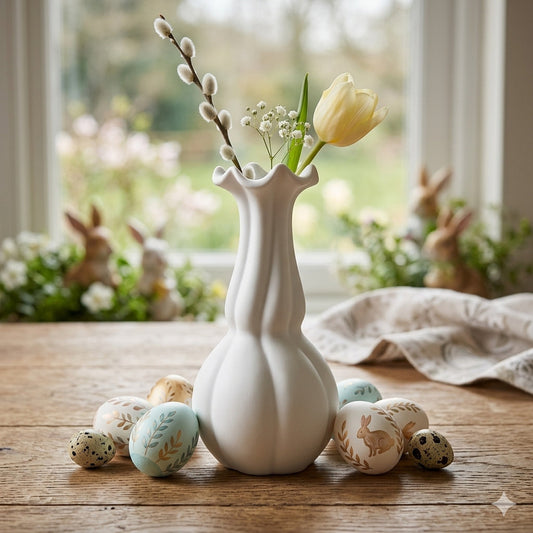 Cuorematto Vaso Fagotto bianco ceramica h 33 cm