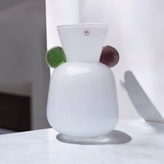 Cuorematto Vaso in Vetro D9001 - 25 cm Bianco, Verde e Ametista