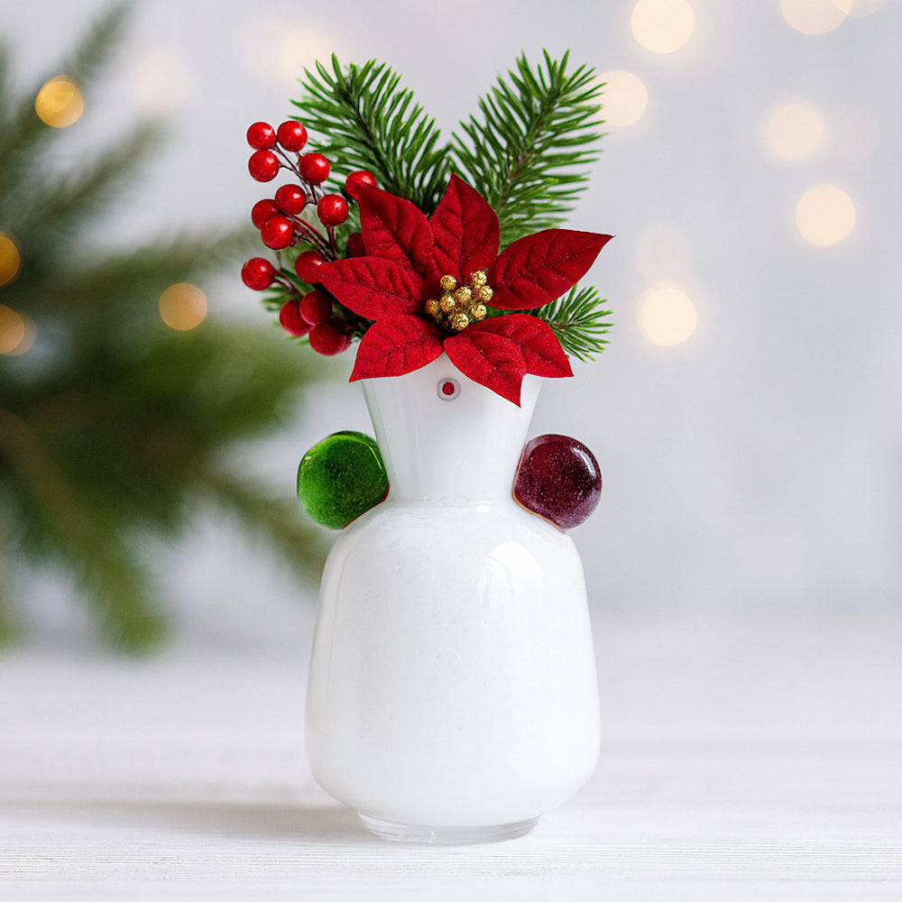 Cuorematto Vaso in Vetro D9001 - 25 cm Bianco, Verde e Ametista