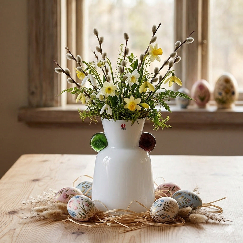 Cuorematto Vaso in Vetro D9001 - 25 cm Bianco, Verde e Ametista