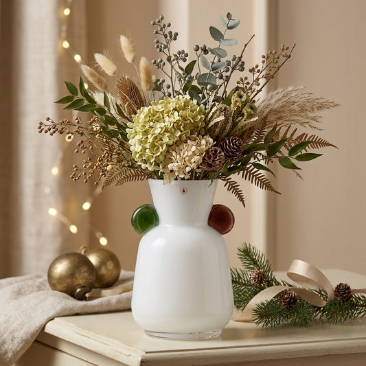 Cuorematto Vaso in Vetro D9001 - 25 cm Bianco, Verde e Ametista