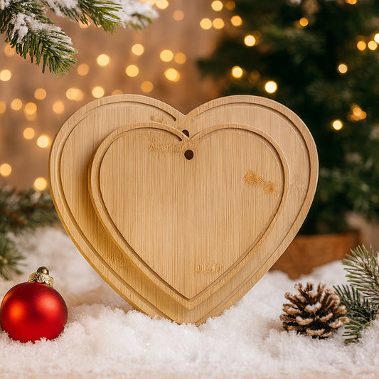 Cuorematto – Set Tagliere Legno Forma Cuore (20 x 15 cm)
