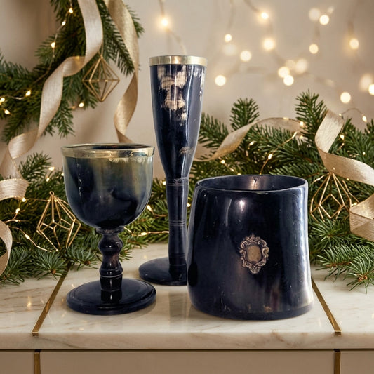 Daliana Set 3pz Flute Calice Boccale Old Sheffield nero