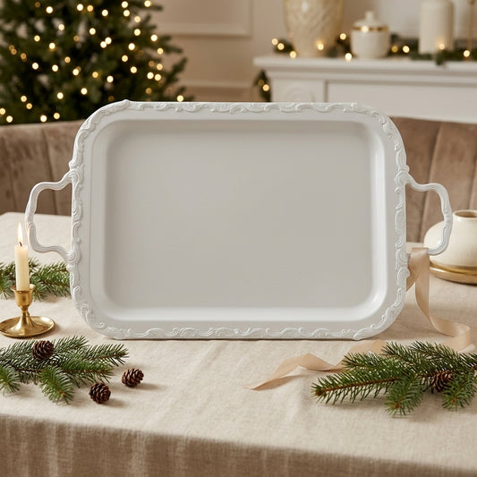 Daliana Vassoio Old Sheffield Shabby Chic bianco 57 cm
