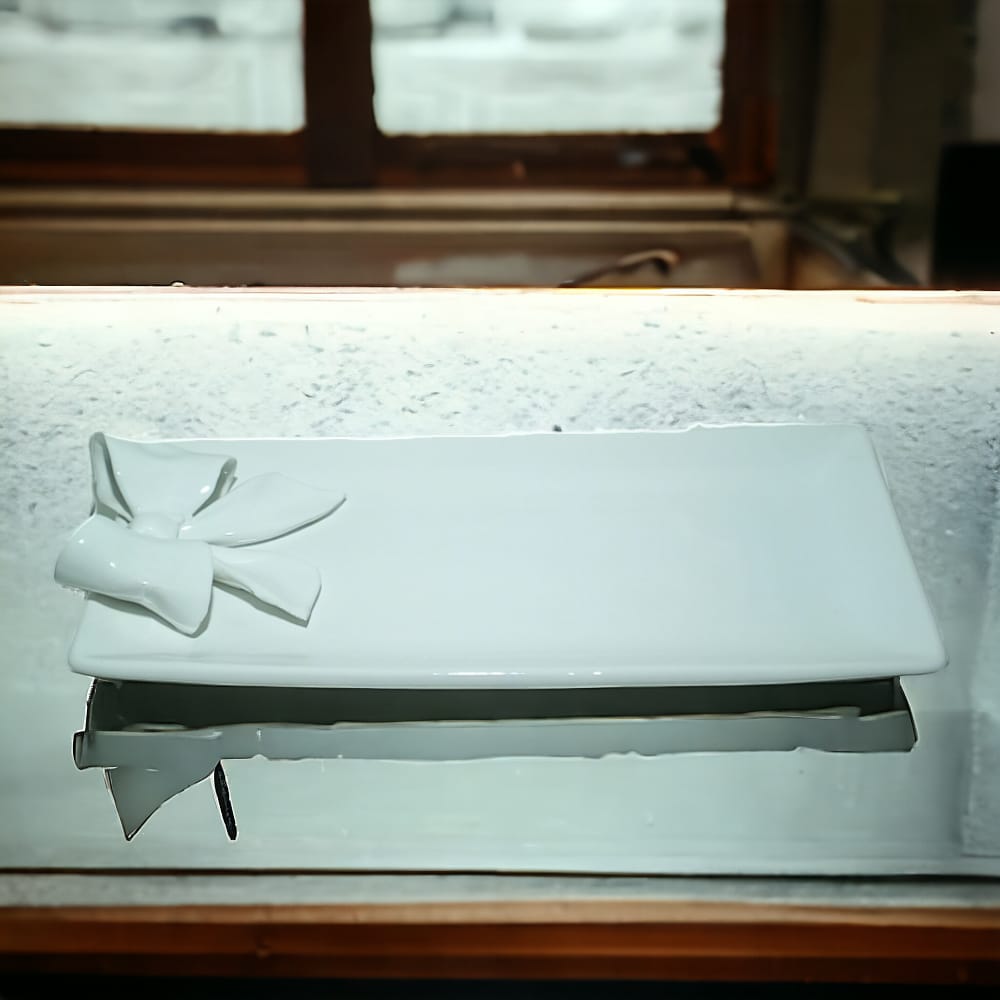 Dea Capodimonte Vassoio Bianco con Fiocco 29x15 cm