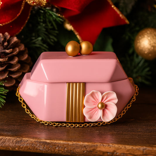 Dea Capodimonte – Borsetta Cipria con Catenina Dorata 18x7x14 cm