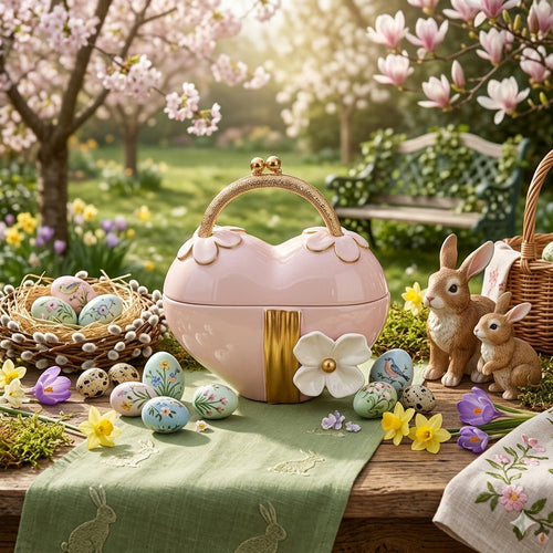 Dea Capodimonte Borsetta Cuore Ceramica Cipria Oro 16x8x18 cm