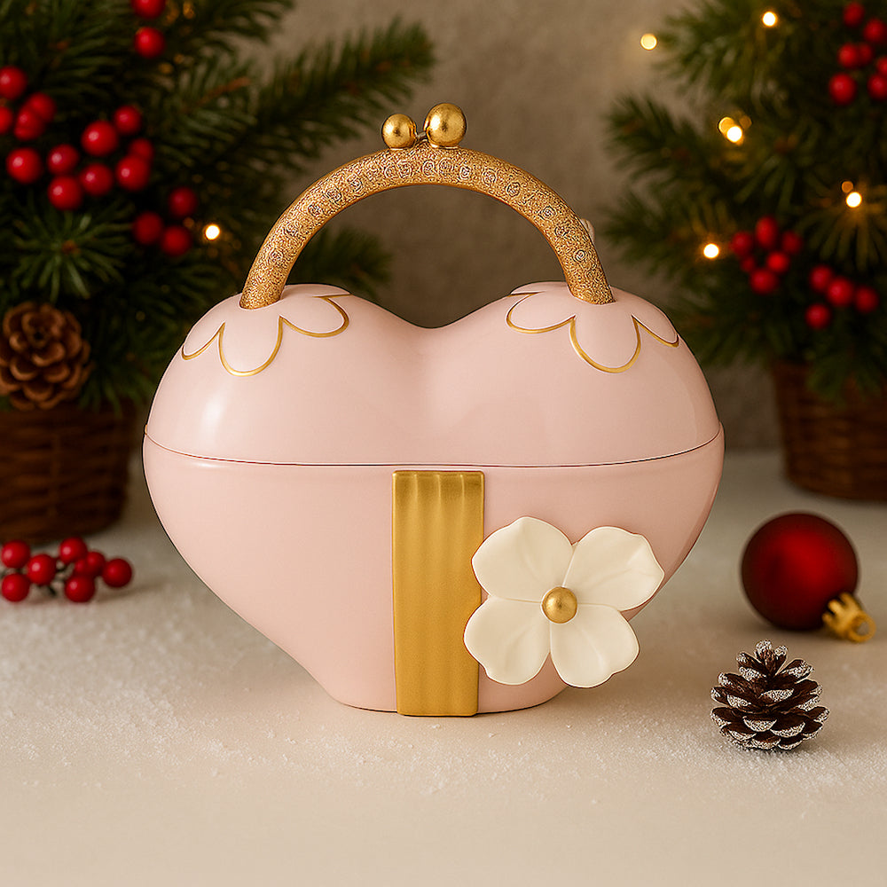 Dea Capodimonte – Borsetta Cuore Cipria con Decoro Oro 16x8x18 cm