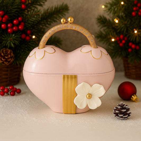 Dea Capodimonte – Borsetta Cuore Cipria con Decoro Oro 16x8x18 cm