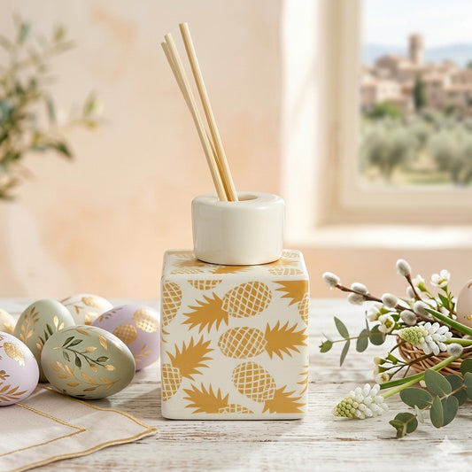 Dea Capodimonte Diffusore Ananas Oro Ceramica H 10 cm