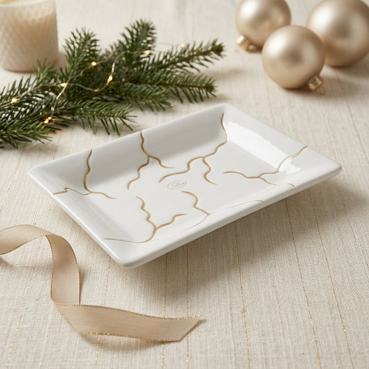 Dea Capodimonte Piatto Bianco con Strisce Oro 21,5 cm