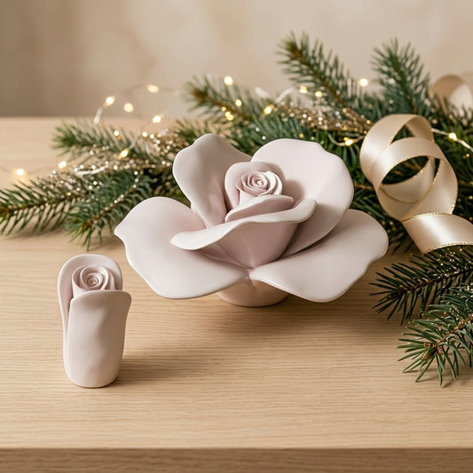 Dea Capodimonte Porta Candela Rosa Cipria Ceramica H 11 cm
