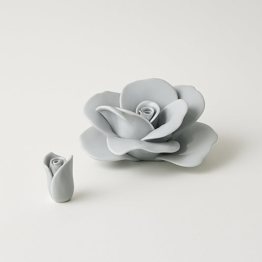 Dea Capodimonte Rosa Porta Candela Grigio Chiaro H 8x13 cm